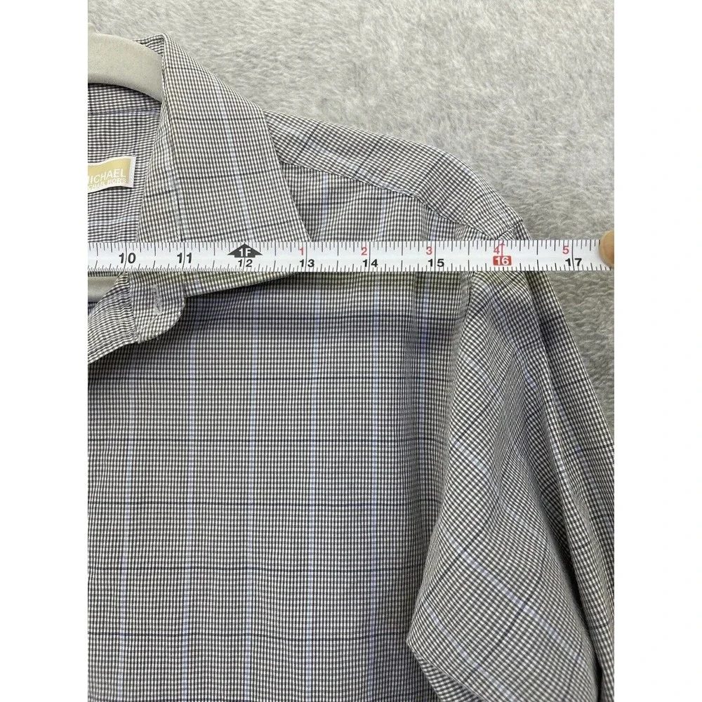 Michael Kors Men's Button Down Shirt Long Sleeve Size 16 1/2 Micro Check Cotton - Picture 6 of 12